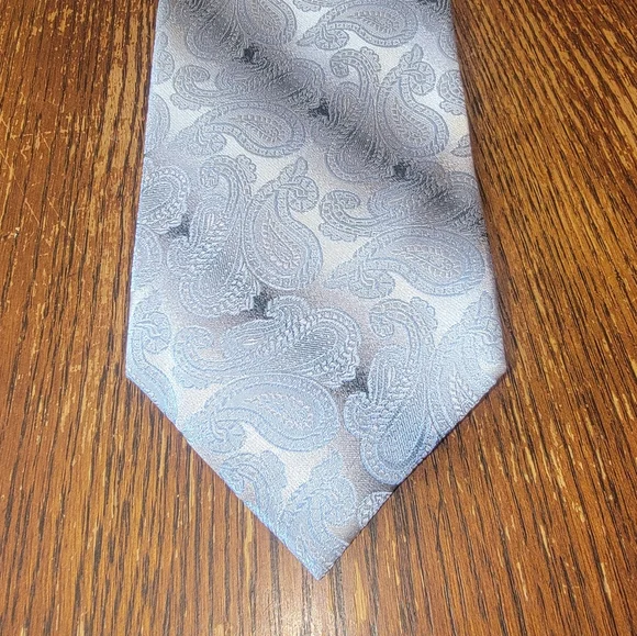 Mens Silk Valerio Garati Hand Made Tie Blue Silver - Picture 1 of 7